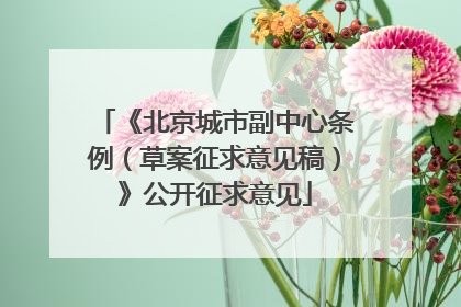 《北京城市副中心条例（草案征求意见稿）》公开征求意见
