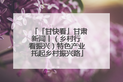 「甘快看」甘肃新闻丨（乡村行 看振兴）特色产业托起乡村振兴路