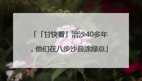 「甘快看」治沙40多年，他们在八步沙叠涂绿意