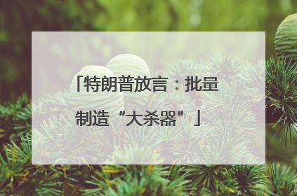 特朗普放言：批量制造“大杀器”