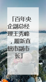 百年央企副总经理王秀峰，履新直辖市副市长