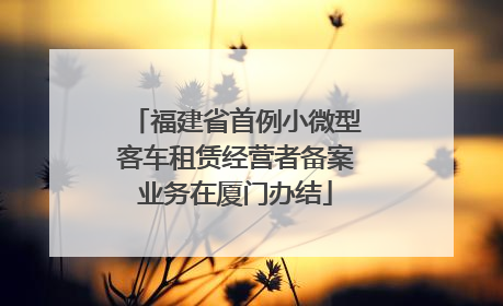 福建省首例小微型客车租赁经营者备案业务在厦门办结