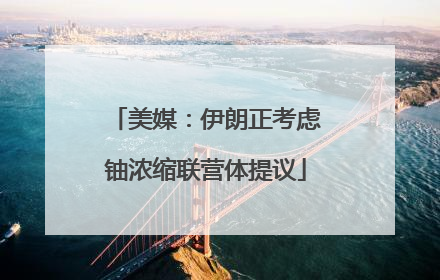 美媒：伊朗正考虑铀浓缩联营体提议