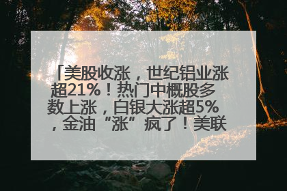 美股收涨，世纪铝业涨超21%！热门中概股多数上涨，白银大涨超5%，金油“涨”疯了！美联储官员最新表态
