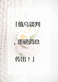 俄乌谈判，重磅消息传出！