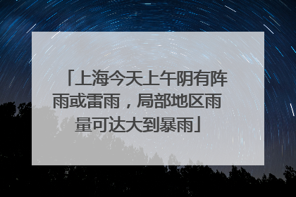上海今天上午阴有阵雨或雷雨，局部地区雨量可达大到暴雨