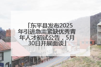 东平县发布2025年引进急需紧缺优秀青年人才初试公告，5月30日开展面谈