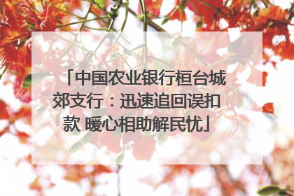 中国农业银行桓台城郊支行：迅速追回误扣款 暖心相助解民忧