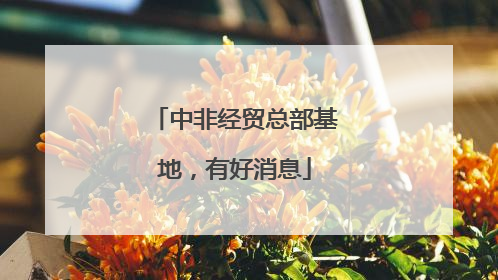 中非经贸总部基地，有好消息