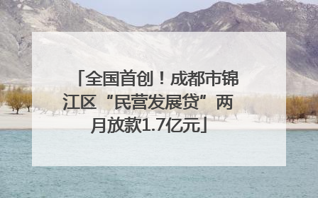 全国首创！成都市锦江区“民营发展贷”两月放款1.7亿元
