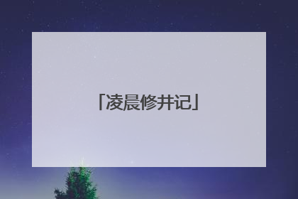 凌晨修井记