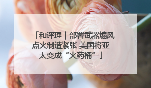 和评理｜部署武器煽风点火制造紧张 美国将亚太变成“火药桶”