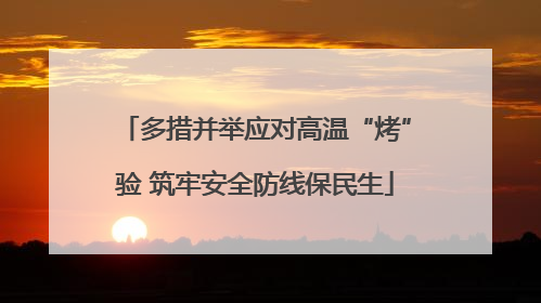 多措并举应对高温“烤”验 筑牢安全防线保民生