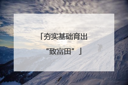 夯实基础育出“致富田”