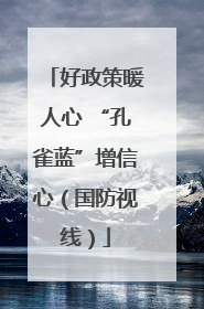 好政策暖人心 “孔雀蓝”增信心（国防视线）