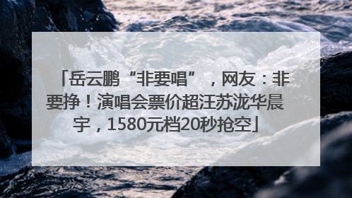 岳云鹏“非要唱”，网友：非要挣！演唱会票价超汪苏泷华晨宇，1580元档20秒抢空
