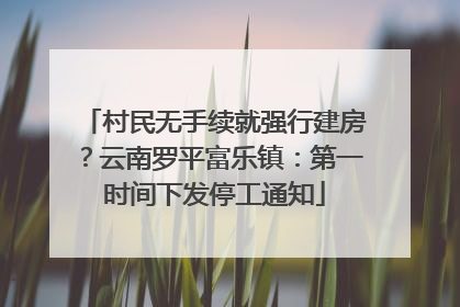 村民无手续就强行建房？云南罗平富乐镇：第一时间下发停工通知