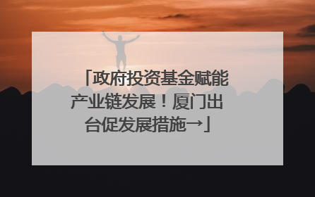 政府投资基金赋能产业链发展！厦门出台促发展措施→