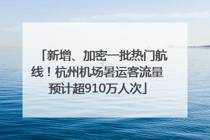 新增、加密一批热门航线！杭州机场暑运客流量预计超910万人次