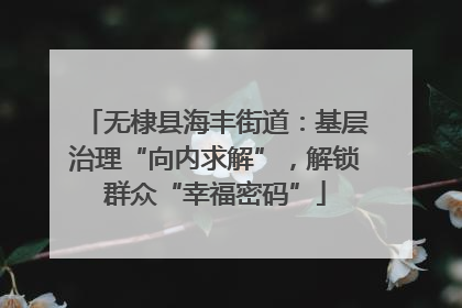 无棣县海丰街道：基层治理“向内求解”，解锁群众“幸福密码”