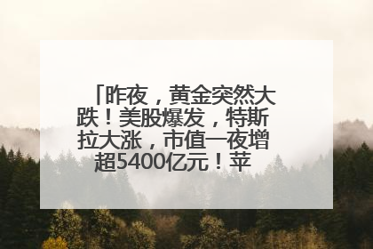 昨夜，黄金突然大跌！美股爆发，特斯拉大涨，市值一夜增超5400亿元！苹果传来大消息