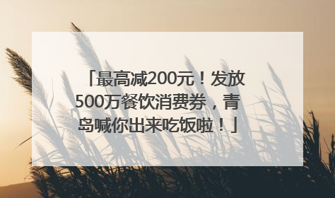 最高减200元！发放500万餐饮消费券，青岛喊你出来吃饭啦！