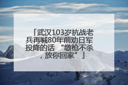 武汉103岁抗战老兵再喊80年前劝日军投降的话 “缴枪不杀，放你回家”