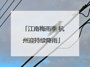 江南梅雨季 杭州迎持续降雨
