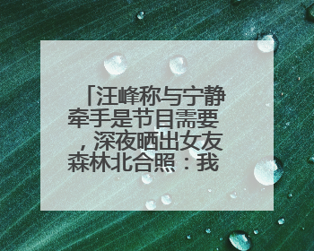 汪峰称与宁静牵手是节目需要，深夜晒出女友森林北合照：我俩好着呢！