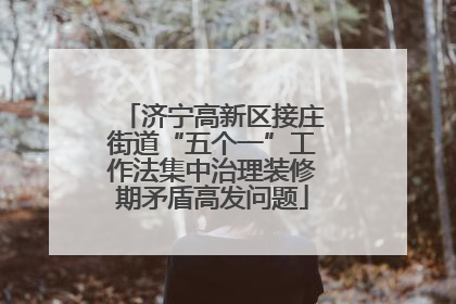 济宁高新区接庄街道“五个一”工作法集中治理装修期矛盾高发问题