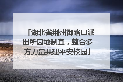 湖北省荆州御路口派出所因地制宜，整合多方力量共建平安校园