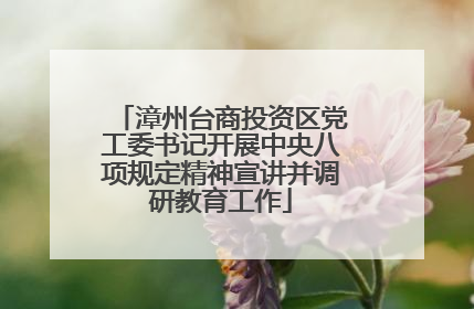 漳州台商投资区党工委书记开展中央八项规定精神宣讲并调研教育工作
