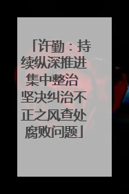 许勤：持续纵深推进集中整治 坚决纠治不正之风查处腐败问题