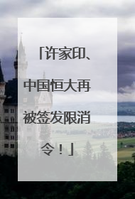 许家印、中国恒大再被签发限消令！