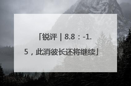 锐评｜8.8：-1.5，此消彼长还将继续