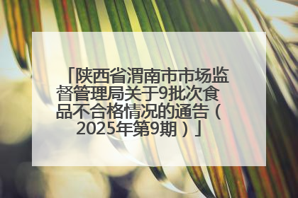陕西省渭南市市场监督管理局关于9批次食品不合格情况的通告（2025年第9期）