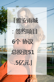 雅安雨城：签约项目6个 协议总投资51.5亿元