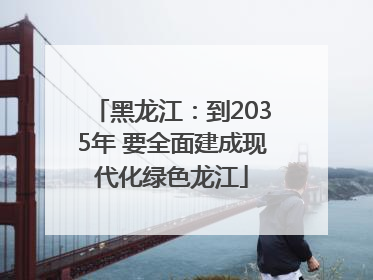 黑龙江：到2035年 要全面建成现代化绿色龙江