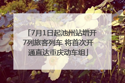 7月1日起池州站增开7列旅客列车 将首次开通直达重庆动车组